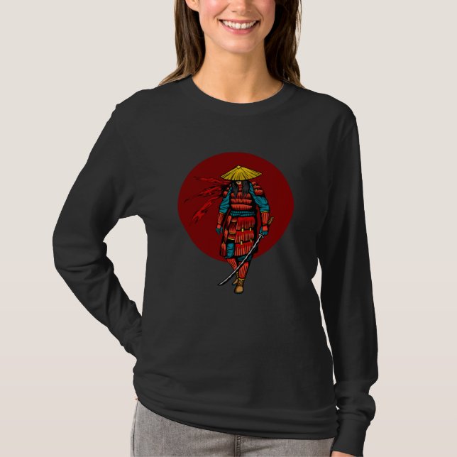 Camiseta Sunset Samurai Warrior with Katana (Frente)