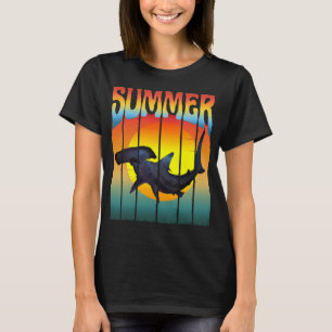 CAMISETA SUNSET SHARK DE HAMMERHEAD DE VERÃO