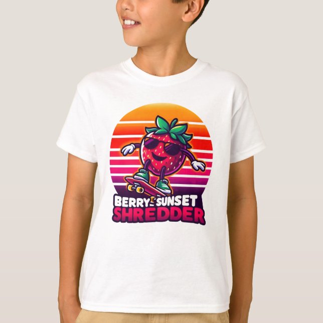 Camiseta Sunset Skateabordagem Strawberry (Frente)