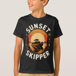 Camiseta Sunset skipper boating boat pontoon lake life