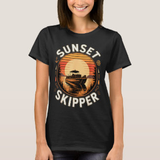 Camiseta Sunset skipper boating boat pontoon lake life