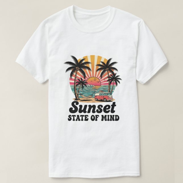 Camiseta Sunset State of Mind Retro Beach (Frente do Design)