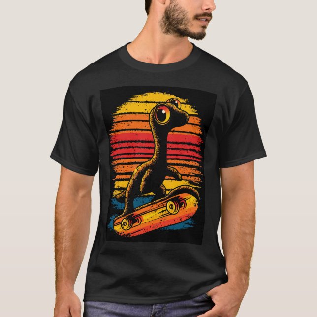 Camiseta Sunset Stripe Dino Skater (Frente)