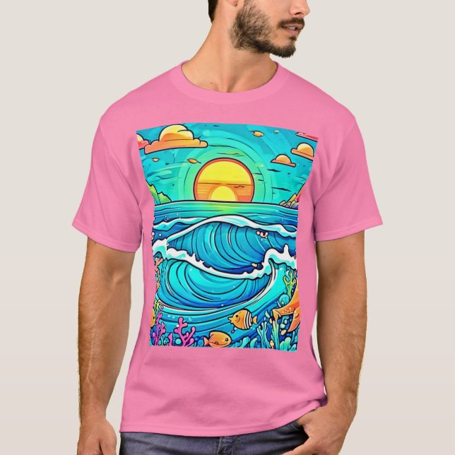 Camiseta Sunset submarino vibrante (Frente)