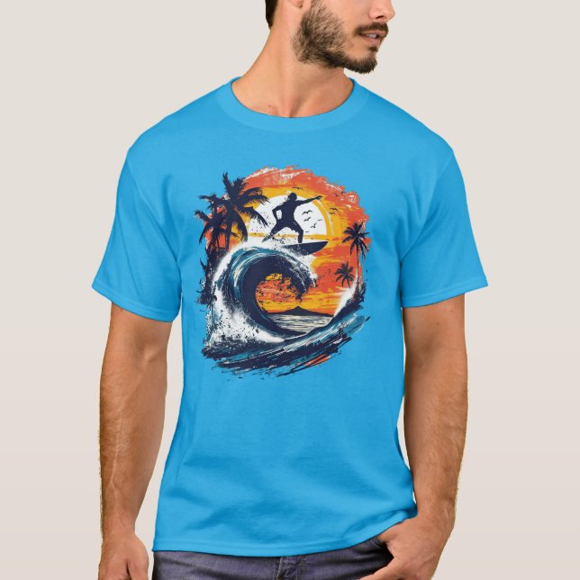 Camiseta Sunset Surf Wave Graphic T-Shirt (Frente)