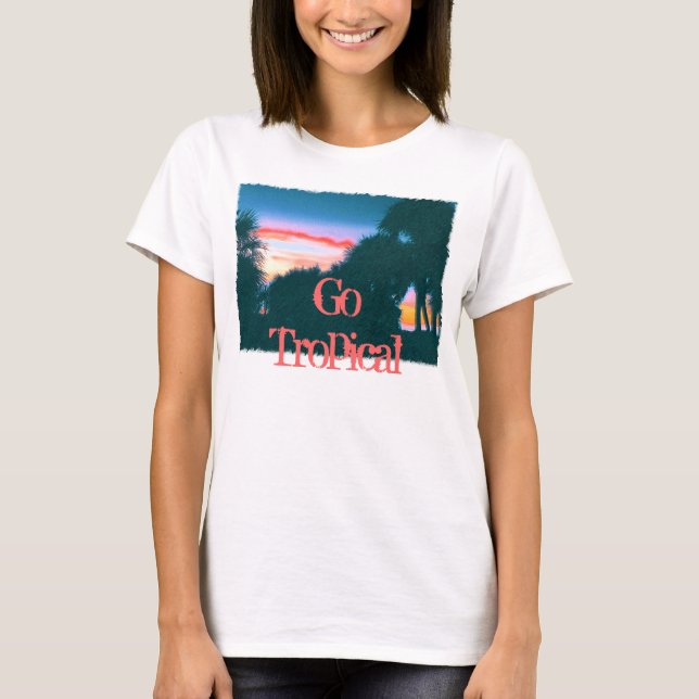 Camiseta Sunset tropical e Palmeiras (Frente)