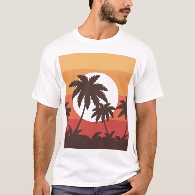 Camiseta Sunset Tropical Palm Beach (Frente)