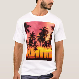 Camiseta Sunset Tropical: Serenidade Silhueta Palma.