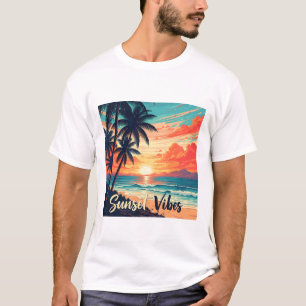 Camiseta Sunset Vibes Retro Beach