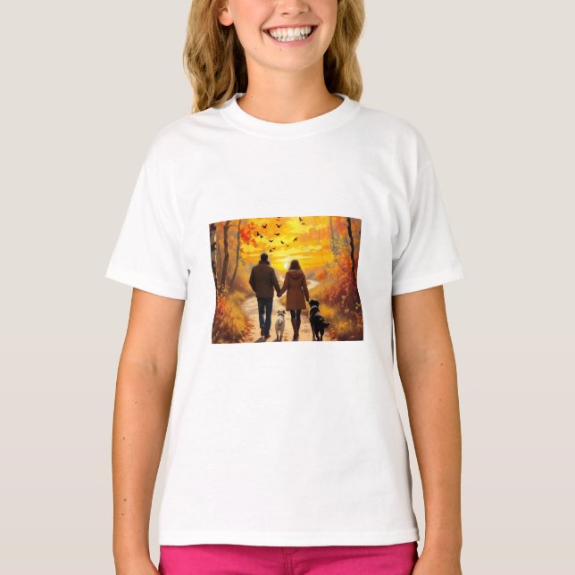 Camiseta Sunset Walk no outono (Frente)
