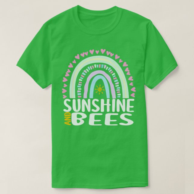 Camiseta Sunshine e Abelhas Cute Rainbow Gift para Mulheres (Frente do Design)