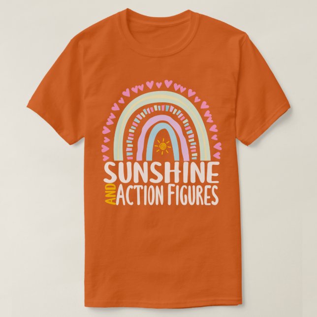 Camiseta Sunshine e Action Figures Cute Rainbow Gift para (Frente do Design)