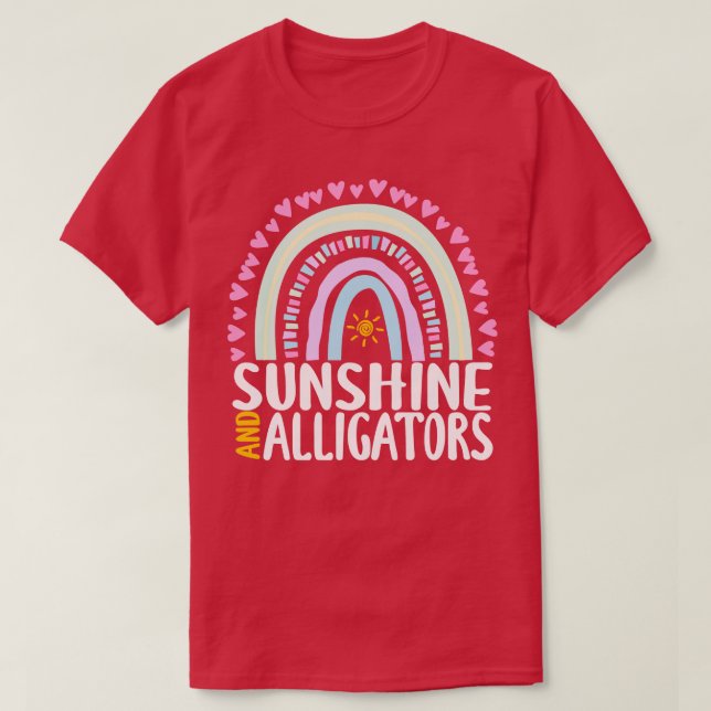 Camiseta Sunshine e Alligators Cute Rainbow Gift for Wome (Frente do Design)