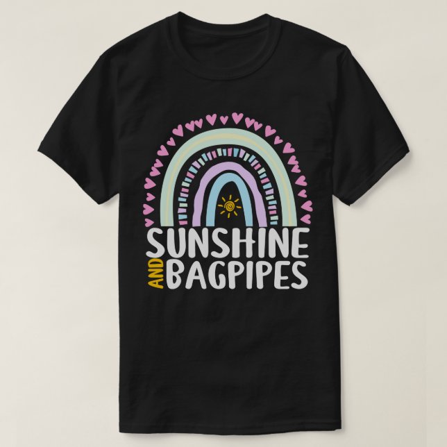 Camiseta Sunshine e Bagpipe Gift-Rainbow Gift Grátis para M (Frente do Design)