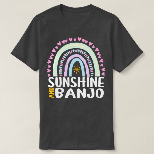Camiseta Sunshine e Banjo Cute Rainbow Gift para Mulheres K (Frente do Design)