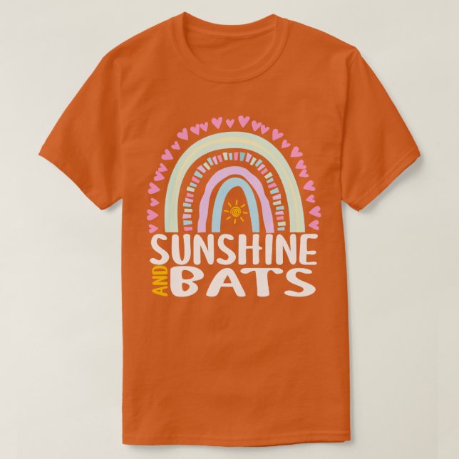 Camiseta Sunshine e Bats Cute Rainbow Gift para Mulheres Cr (Frente do Design)