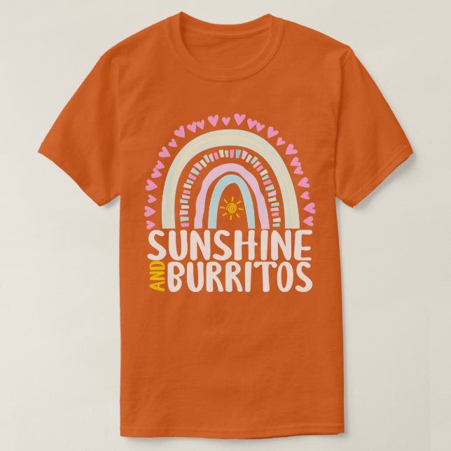 Camiseta Sunshine e Burritos Cute Rainbow Gift para Mulhere (Frente do Design)