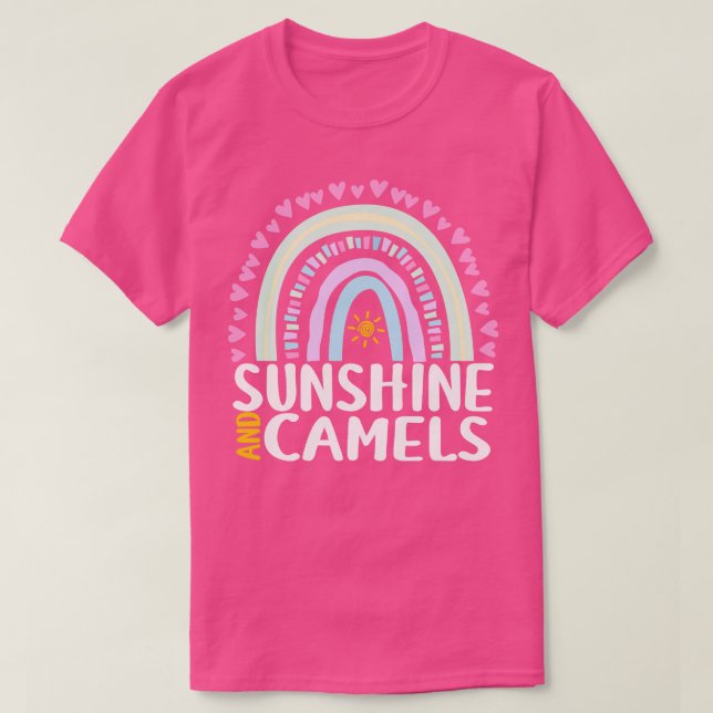 Camiseta Sunshine e Camels Gift. cotovelo-cotovelo para mul (Frente do Design)