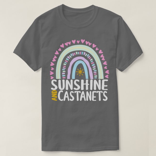 Camiseta Sunshine e Castanets Cute Rainbow Gift for Women (Frente do Design)