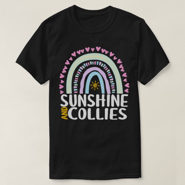 Camiseta Sunshine e Collies Cute Rainbow Gift para Mulheres (Frente do Design)