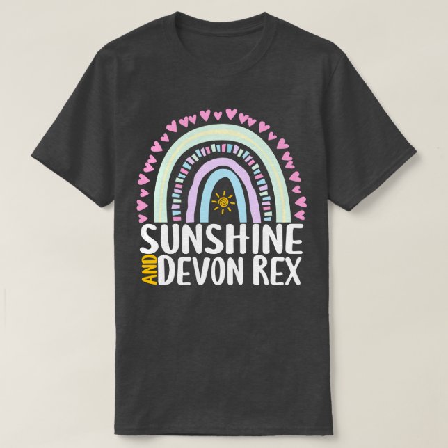 Camiseta Sunshine e Devon Rex Cute Rainbow Gift para Mulher (Frente do Design)