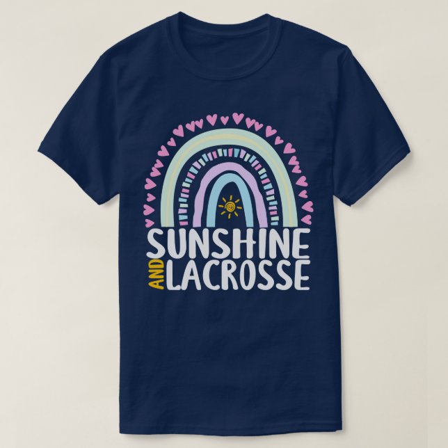 Camiseta Sunshine e Lacrosse Cute Rainbow Gift para Mulhere (Frente do Design)