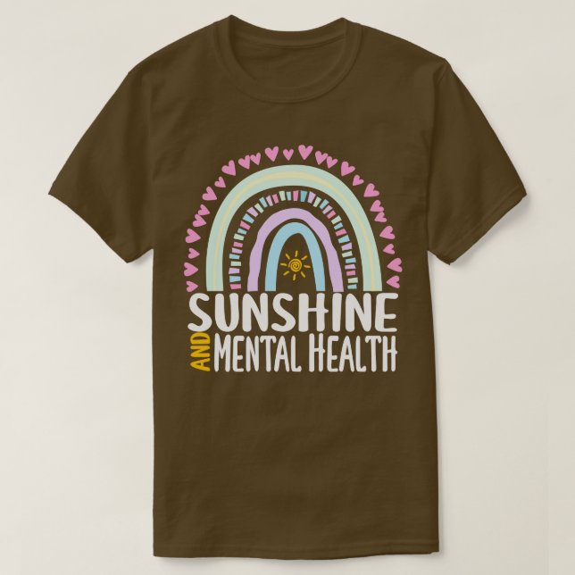 Camiseta Sunshine e Mental Health Cute Rainbow Gift para W (Frente do Design)
