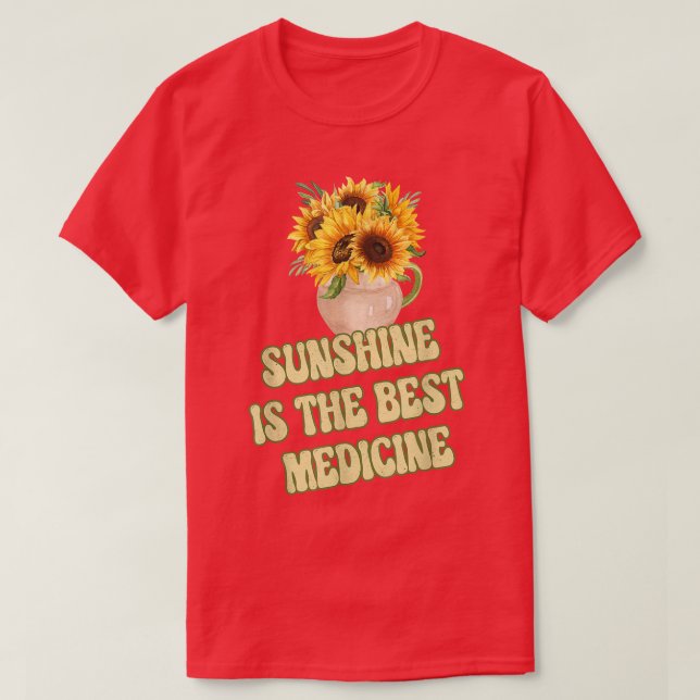 Camiseta Sunshine É O Melhor Medicamento Amarelo Sunflower  (Frente do Design)