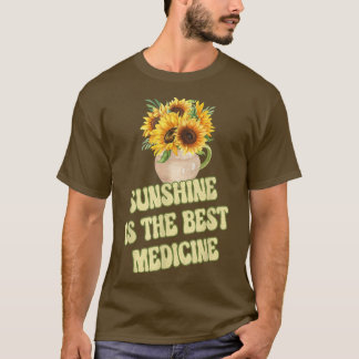 Camiseta Sunshine É O Melhor Medicamento Amarelo Sunflower
