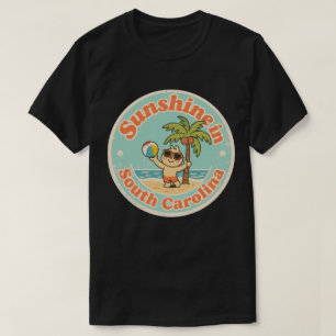 Camiseta Sunshine na Carolina do Sul_ Retro Palm Tree