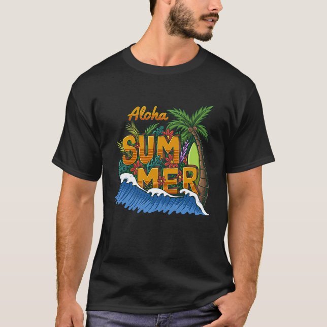 Camiseta Sunshine Summer Palm Trees Beach Vibes Tropical Su (Frente)