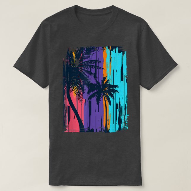Camiseta Sunshine Summer Vibes Palm Trees Beach Retro Tropi (Frente do Design)