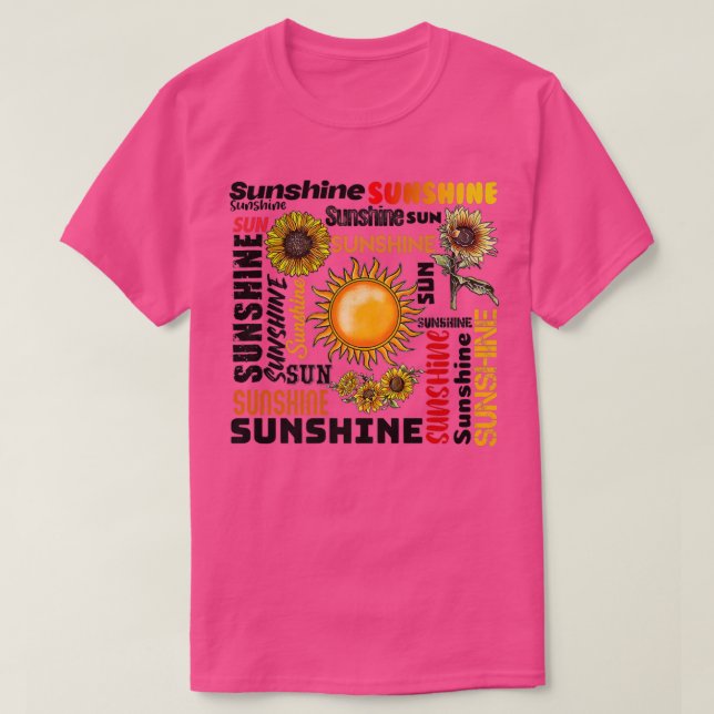 Camiseta Sunshine Typografia Paz Amor Girassol (Frente do Design)