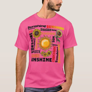 Camiseta Sunshine Typografia Paz Amor Girassol
