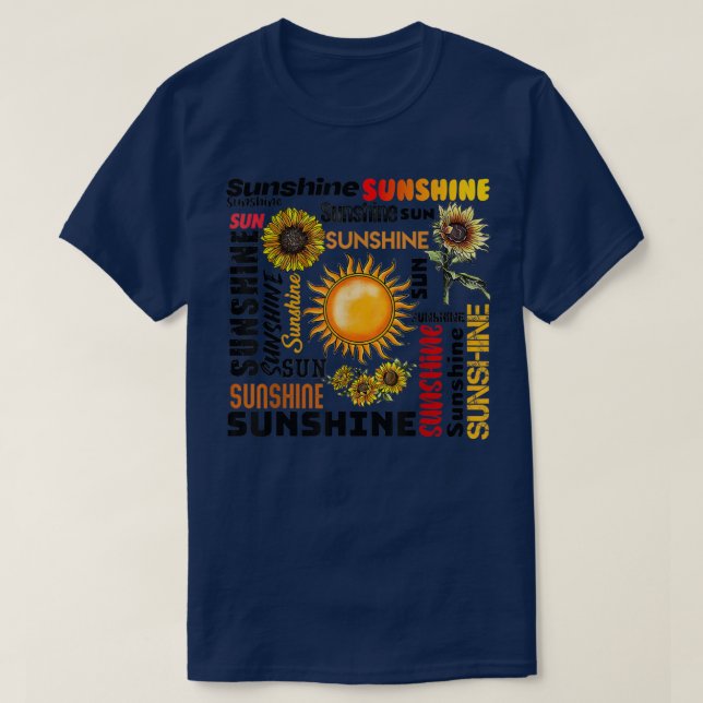 Camiseta Sunshine Typografia Paz Amor Girassol (Frente do Design)