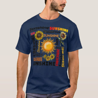 Camiseta Sunshine Typografia Paz Amor Girassol