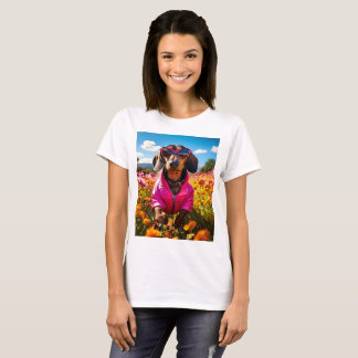 Camiseta Sunshsher Flower Garden Nature Cloud Sky Dachshund