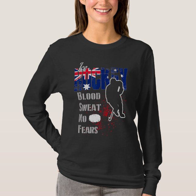 Camiseta Suor De Sangue Que Apoia A Austrália Não Tem Medo  (Frente)