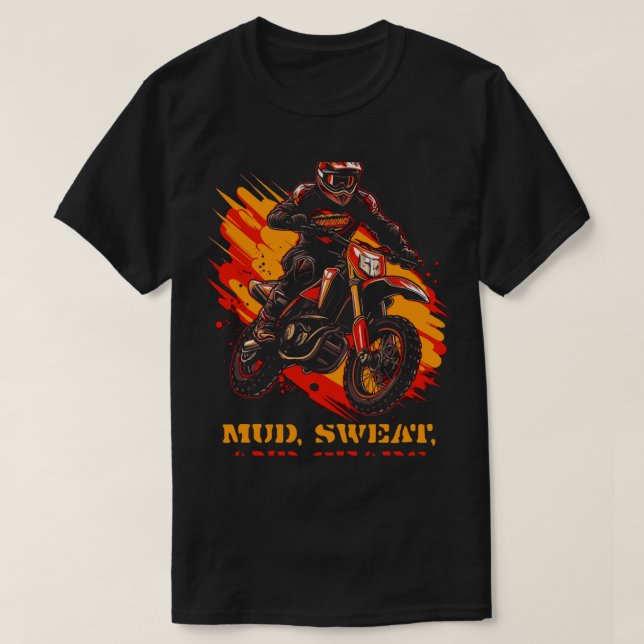 Camiseta Suores de lama e engrenagens motocross (Frente do Design)