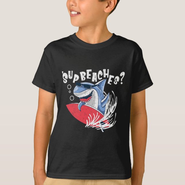 Camiseta Sup Beaches Funny Shark Summer Lover Mema Va (Frente)