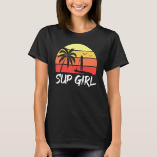 Camiseta Sup Girl Paddleboarder Women Tropical Sunset Paddl