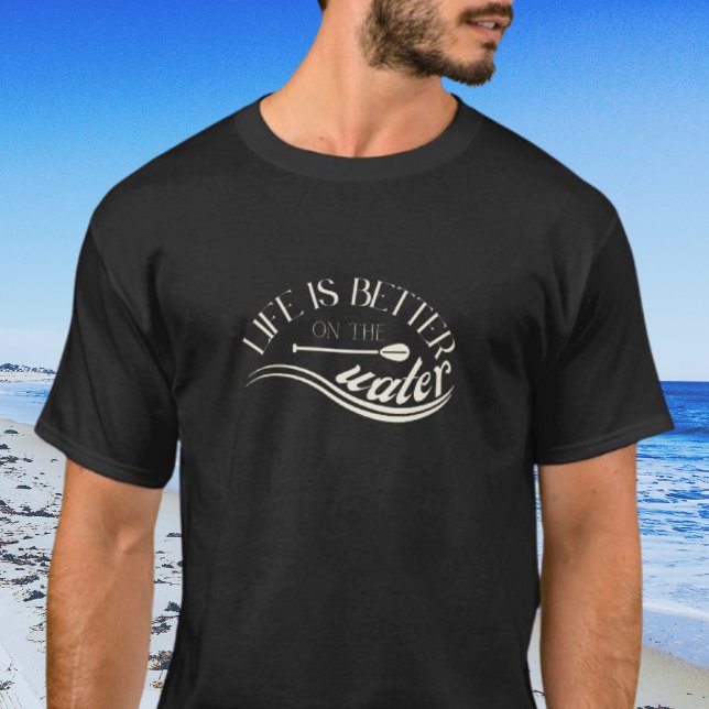 Camiseta SUP se levanta com roupa de remar sepia preta (Criador carregado)