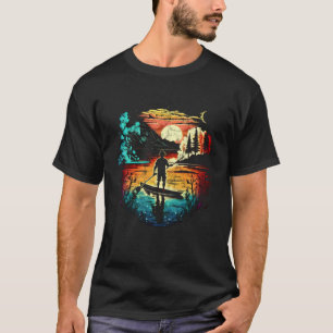 Camiseta SUP se levanta remo paddler sunset lago árvores vi