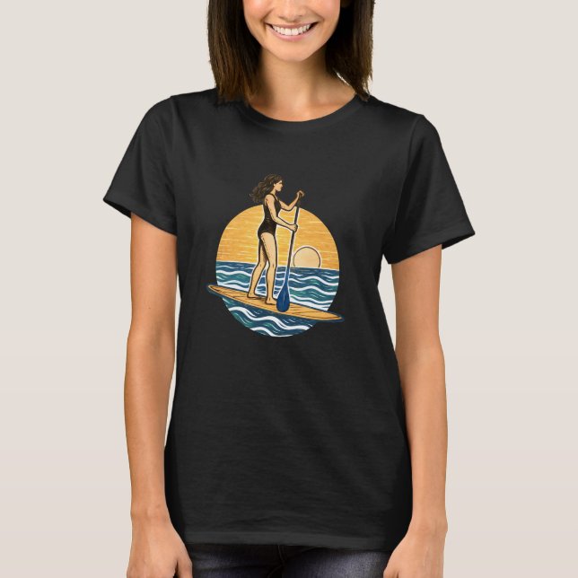Camiseta SUP Sunset Paddle | Paddleboard Beach Graphic (Frente)
