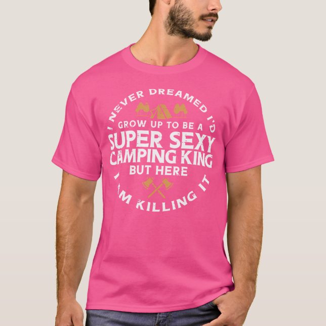 Camiseta Super Acampamento Rei Funny Camp Pai Men Husba (Frente)