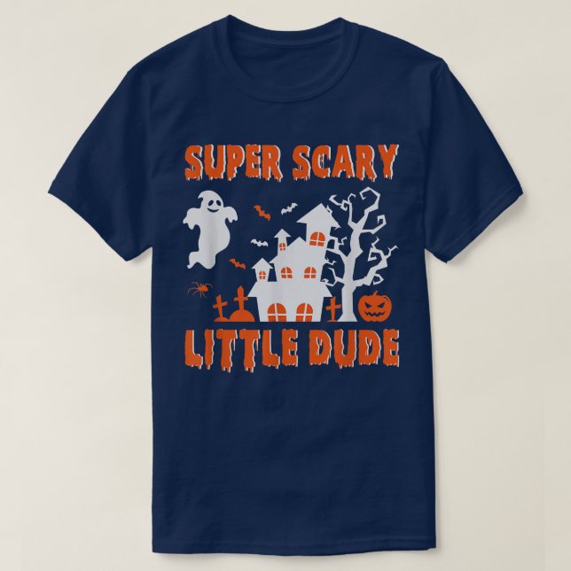 Camiseta Super Assustador Pequeno Figurino de Halloween (Frente do Design)