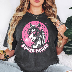 Camiseta Super Cavalo Com Chiclete E Óculos De Sol Rosa