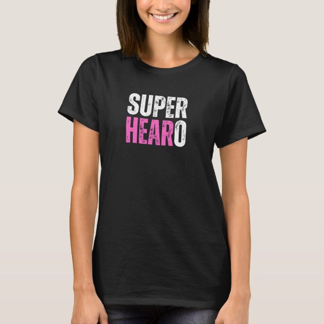 Camiseta Super Coração - Sensibilização para Implantes Surd (Frente)