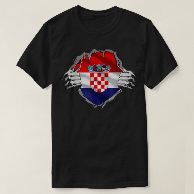 Camiseta Super Croatian Heritage Proud Croatia Roots Flag (Frente do Design)