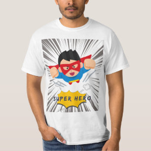 Camiseta Super Hero Kid - Energia do Cartoon de Estilo de B